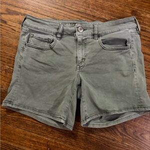 American Eagle Outfitters Olive-Green High-Rise Women's Jean Shorts